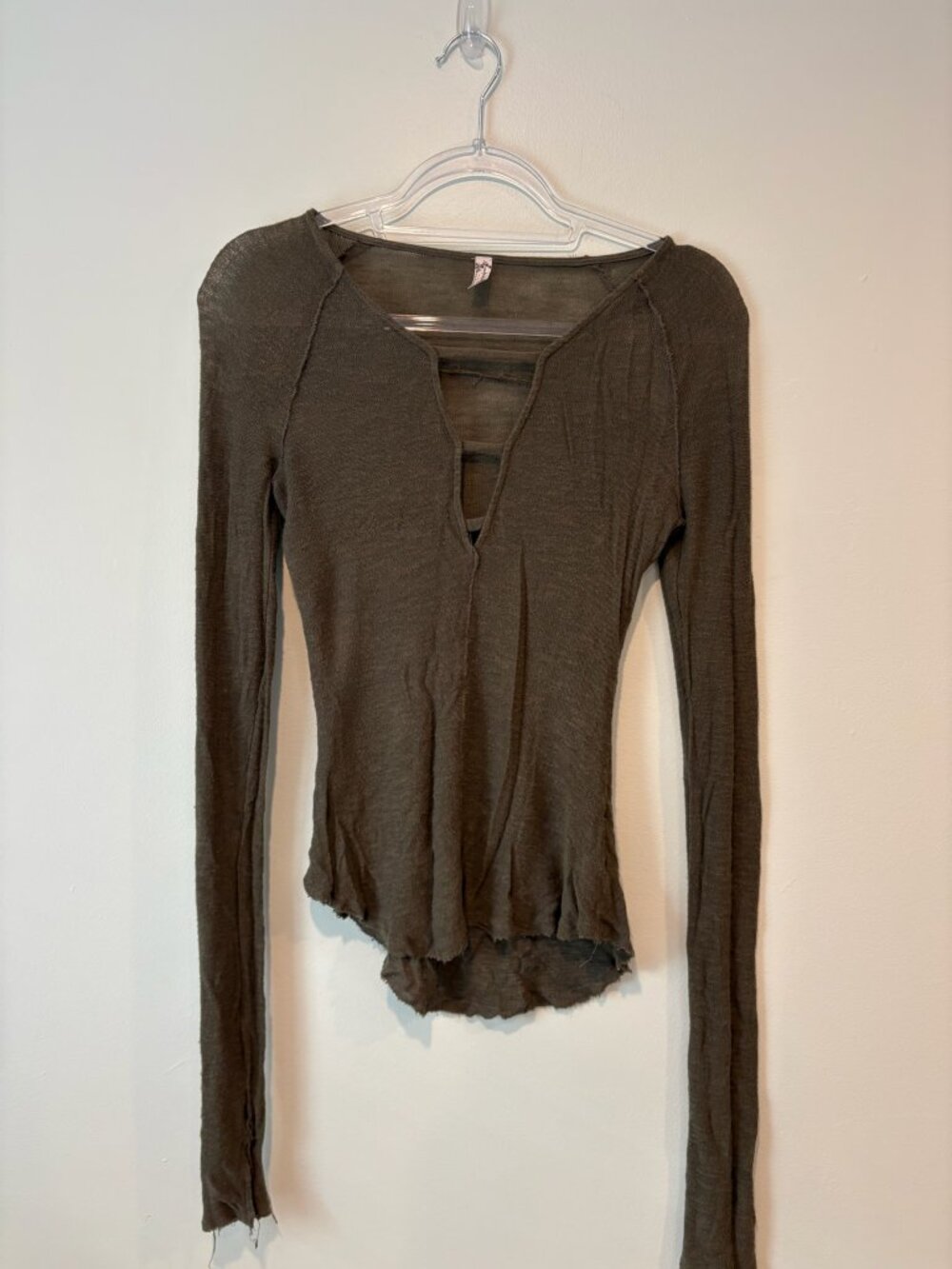 Free People Army Green Long Sleeve Top (Size XS)